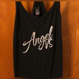 Victoria’s Secret Black Glitter Sparkle Angel Racerback Tank Top Small